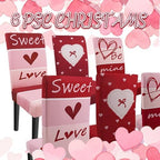 Valentine Chair Covers Set of 6 Valentines Heart Chair Back Covers Valentines Dining Chair Covers for Party Kitchen Valentines Day Decorations - Image 7