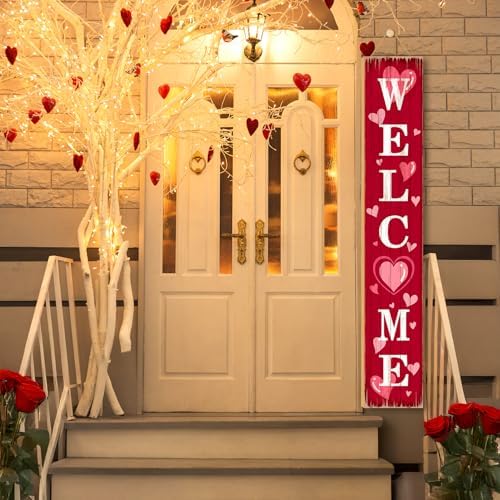 Welcome Porch Sign, Wooden, 47.2", Outdoor Front Door, Valentine - Image 7