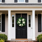 22" Hydrangea Wreath for Front Door – All-Season Wedding Décor with Lamb’s Ear Leaves & Hydrangea Blooms – Spring/Summer Farmhouse Style, Perfect Year-Round Decoration (White Hydrangea, Large) - Image 2