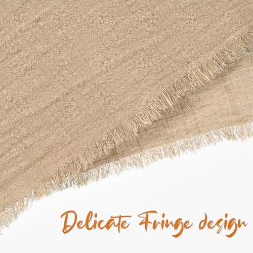Pesonlook 24 Pcs Caramel Cotton Linen Napkins with Fringe, 16x16 Inches - Image 6