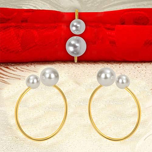 KPOSIYA Pearl Napkin Rings Set of 50 Gold Napkin Holder for Table Decor - Image 7