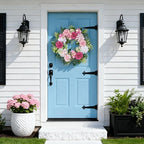 24-Inch Spring Wreath for Front Door with Hydrangeas Dahlias Daisy Silk Flowers and Berry Greenery for All Seasons Indoor Outdoor Wedding Farmhouse Porch Wall Living Room Home Wedding Decor - Image 6
