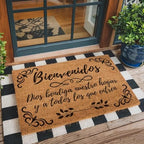 Funny The Entrance Way Outside Personalized Rug with Heavy-Duty Non Slip Outdoor Coconut Coir Doormat Pets Lover Gift 23.6 x 15.7 inch (Spanish Bienvenidos May God Bless Our Home) - Image 3
