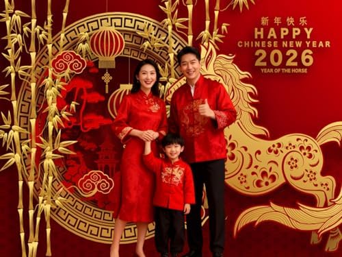 2026 Chinese Lunar New Year Backdrop 10x8ft Red Year of The Horse Lunar New Year Photography Background for Family Yard Outdoor Party Banner Decoration - Image 5