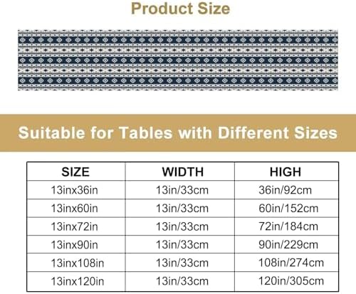 Western Farmhouse Aztec Table Runner Geometric Striped Bohemian Abstract Tribal Vintage Country Style Dinner Runner for Home Kitchen Dining Table Decoration 13x120in - Image 4