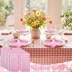 SmoothNovelty 24 Pack Buffalo Plaid Cloth Napkins 18x18 Inch Checkered Cloth Napkins Scalloped Soft Cotton Table Mat Washable Reusable for Dinner Wedding Holiday Birthday Parties (Classic,Pink) - Image 7