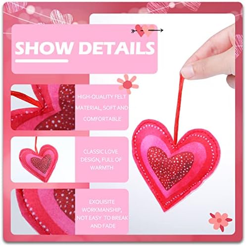 Tatuo 27 Pieces Valentines Felt Heart Ornaments for Tree Heart Hanging Decorations 3.94 Inch Red Felt Ornaments for Valentine's Day Wedding Anniversary Party Supplies - Image 5
