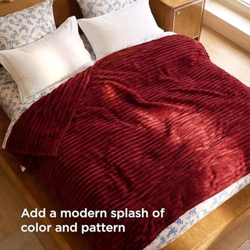 Bedsure Soft Queen Size Blanket for Bed Red 90"x90" - Image 3