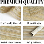 Placemats Set of 12 Vinyl/Plastic Woven Place Mats for Kitchen Table Indoor/Outdoor Washable Placemat Wipeable Dining Table Mats (Aurora Gold,12) - Image 2