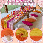 Remagr 12 Pcs Pink and Orange Cheesecloth Gauze Table Runners - Image 6