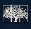 3 Panels Family Tree Metal Wall Decor Tree of Life Metal Wall Art, Home Bedroom Living Room Decor 3D Wall Art 3 Panels Family Tree Metal Wall Decor Modern Decoration (White, 69"W x 46"H/175x117cm) by DEKADRONMetalWallArt