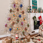 16 Pcs Vintage Glass Christmas Ornament Reflector Decor, Retro - Image 6