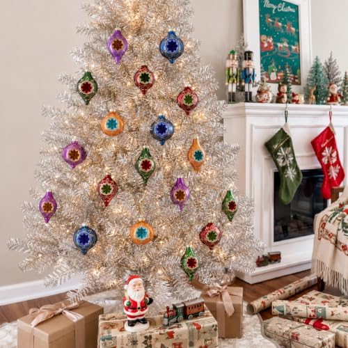 16 Pcs Vintage Glass Christmas Ornament Reflector Decor, Retro - Image 6
