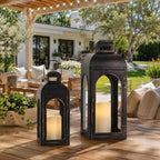 NEEDOMO Lanterns Decorative Indoor,Set of 2 Outdoor Lanterns for Porch, 20" Metal Frame Candle Holders Hanging Lights,with Glass, Spring, Fall, Christmas - Image 7