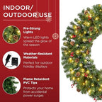 Best Choice Products 30in Pre-Lit Christmas Wreath w/Berries & Pinecones, Large Artificial Indoor/Outdoor Decor for Door, Mantel, Plug-in - Image 4