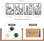 Glamativity 4 Pcs Black Abstract Flowers Metal Wall Art, Minimalist Floral Single Line Wall Décor, 3D Textured Sculptures, Rustic Nature Wall Art Décor for Living Room, Bedroom, Study (L Size 22.5x15.7'') - Image 5