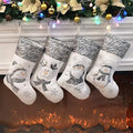 BSTAOFY Christmas Stockings Set of 4 Soft Non-Woven Patterned Santa Claus Animals Socks for Assorted Xmas Tree Hanging Decor Party Ornaments Gifts Kids, Silver by Bstaofy