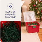 HOMZ Holiday Christmas Light Storage Bin, Plastic Container Boxes w/Cord Organizers, Red/Green - Large Stackable Organizing Containers for Seasonal Ornament and Decorations - Image 5