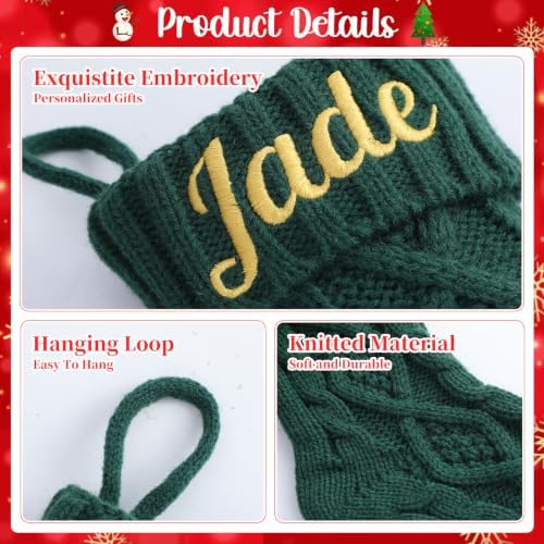 Personalized Mini Christmas Stockings - Custom Embroidered Name Knit Stockings for Baby,Kids,Family - Classic Cable Knit 9” Small Christmas Stocking Fireplace Holiday Decor Gifts(5 Pack) - Image 4