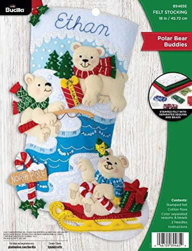 Bucilla Felt Applique 18" Stocking Making Kit, Polar Bear Buddies, Perfect for DIY Arts and Crafts, 89465E by Bucilla