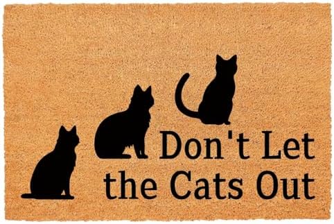 Funny Coir Doormat Don't Let the Cats Out Front Door Mat Entryway Outdoor Mats with Heavy Duty Front Porch Welcome Mats Entry Natural Coconut Brown Prank Novelty Gift Outdoor Mat 23.7x15.7 inch by FNDMCTPS