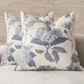Foindtower Set of 2 Linen Floral Vintage Throw Pillow Covers Neutral Accent Print Decorative Cushion Covers Farmhouse Boho Home Decor for Sofa Chair Couch Bedroom Living Room,22×22 Inch,Blue by Foindtower