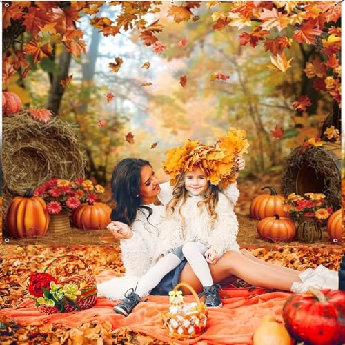 Fall Garage Door Cover Decorations Autumn Pumpkin Harvest Family Holiday Decor Maple Leaves Harvest Party Party Outdoor Indoor Cover 8X7ft - Image 4