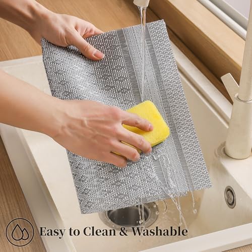 Leetaltree Lunar Grey Placemats Set of 12 - Heat Resistant Non-Slip Place mats for Dining Table, Washable Durable PVC Vinyl Woven Table Mats（Lunar Grey, 12） - Image 5