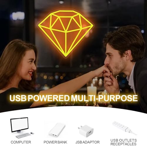 Gold Diamond Neon Sign for Bedroom Wedding Bar Luxury Glamorous Wall Decor - Image 5