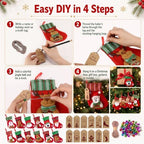 24 Set Mini Christmas Stockings Set with Holiday Character, 6 Inch Faux Fur Xmas Hanging Stocking Bulk Small Plush Xmas Stocking with Christmas Kraft Gift Tags - Image 5