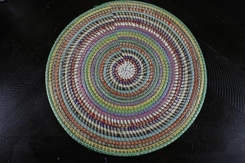 Senegal Placemats/African Bohemian Woven Seagrass Placemats/Natural Wicker Round Basket Placemats/Decorative Hanging Wicker Plates/Hanging Wall Decor (Multicolors) - Image 3