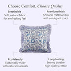 CPC Indigo Blue Ruffle Throw Pillow Covers for Couch, 20x20 Inch Cotton Stripe Ruffle Couch Pillows for Living Room, Hidden 16 Inch Zipper Boho Pillow Case or Cute Outdoor Pillows - Image 6