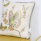 Set of 2 Embroidered Decorative Throw Pillow Covers Couch Square Pillowcases Cushion for Bedroom Sofa Farmhouse Decor 18x18 Inch (Brown Butterfly) - Image 4