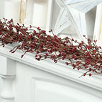 Fall Thanksgiving Pip Berry Garland – 54" Rustic Rich Burgundy Berries - Image 5