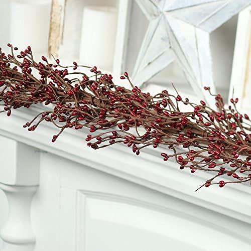 Fall Thanksgiving Pip Berry Garland – 54" Rustic Rich Burgundy Berries - Image 5