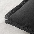 MIULEE Boho Linen Fringe Decorative Euro Throw Pillow Covers Black 22x22 - Image 3