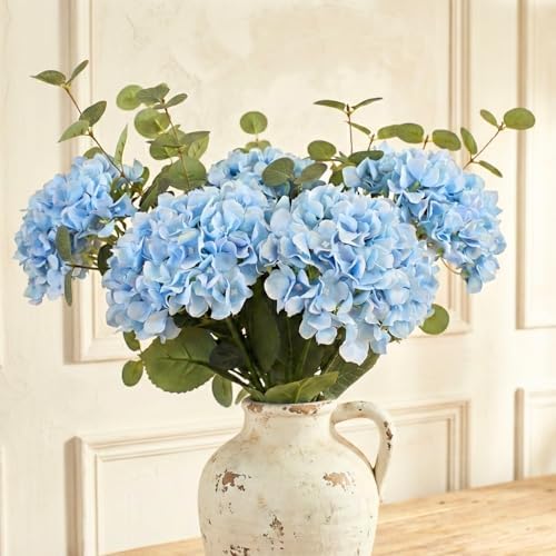 RyddeligHome Blue Hydrangea Artificial Flowers Arrangement, Blue Home Decor by RyddeligHome-AestheticHomeDecor