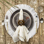 16.5 Inch Velvet Round Placemat with Ruffle for Dining Table Outdoor Placemats Non-Slip Washable for Gathering, Occasional Decoration and Family Parties Celebrations Set of 4, White by OPEXSCAL