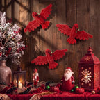 Pinkunn 3 Pcs Christmas Cardinal Ornaments, Red Wicker Bird Decorations by Pinkunn
