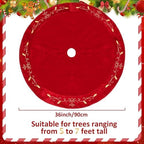 QOUBAI 36inch Christmas Tree Skirt Red Luxury Velvet Plush Fur Skirts with Gold Embroidery Xmas Velvet Tree Skirt Holly Leaves Gold Embroidered Tree Skirt for Christmas Holiday Party Decorations - Image 2