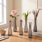 Set of 12 Grey Glass Bud Vases for Centerpiece, Assorted - Image 5
