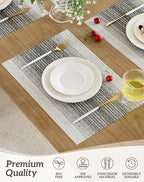 Leetaltree Woven Vinyl Placemats Set of 12,Black& White - Image 2