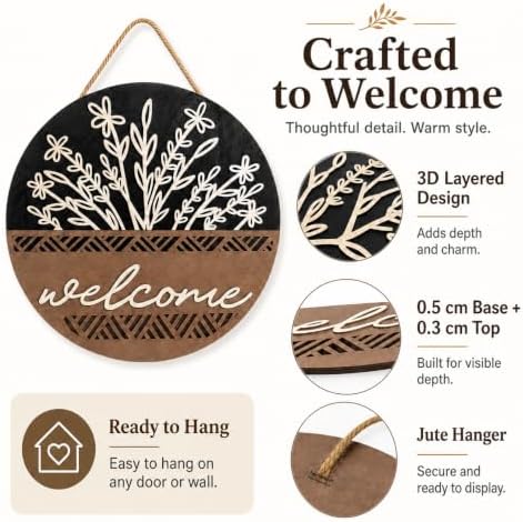 17.7" 3D Welcome Sign for Front Door Wall Hanging Decor for Home - Image 6