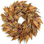 24 Inch Fall Wreath for Front Door, Autumn Leaves for Thanksgiving Decor by Rotroyce