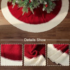 48 Inch Christmas Tree Skirt: Red Tree Skirt with White Edge, Knit Tree Skirt for 7.5FT Tree, Vintage Tree Skirts, Rustic Farmhouse Christmas Decorations - Image 3
