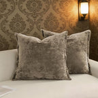 Greek Velvet Euro Sham Covers Set of 2 26x26 Luxury Soft Solid Pillow Covers for Living Room Bedroom Yard,Brown by LRRocaloca