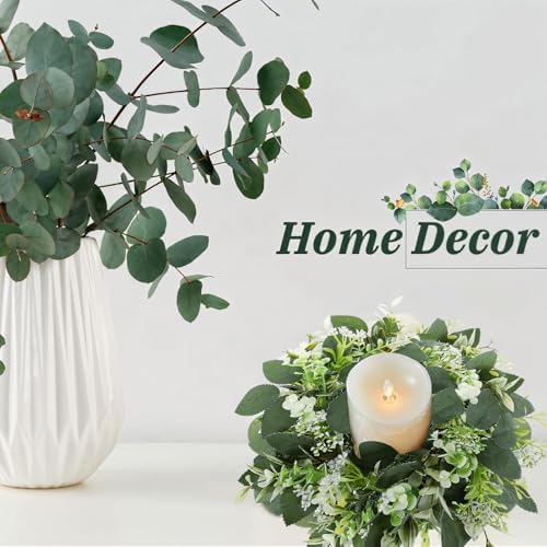 20PCS Artificial Eucalyptus Leaves Wreaths Candle Rings Wreaths - Image 6