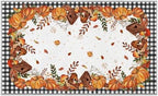 Artoid Mode Buffalo Plaid Pumpkins Mushrooms Birdhouse Fall Area Rug 3x5 Feet by ArtoidMode
