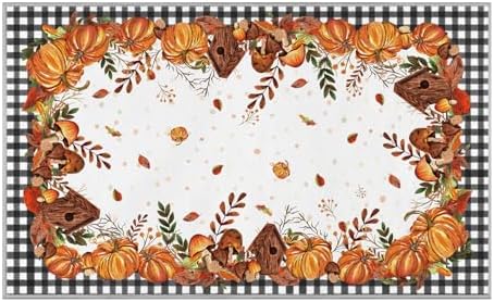 Artoid Mode Buffalo Plaid Pumpkins Mushrooms Birdhouse Fall Area Rug 3x5 Feet by ArtoidMode