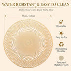 24 Pack Wedding Gold Placemats 15'' Round Vinyl Placemat - Image 2